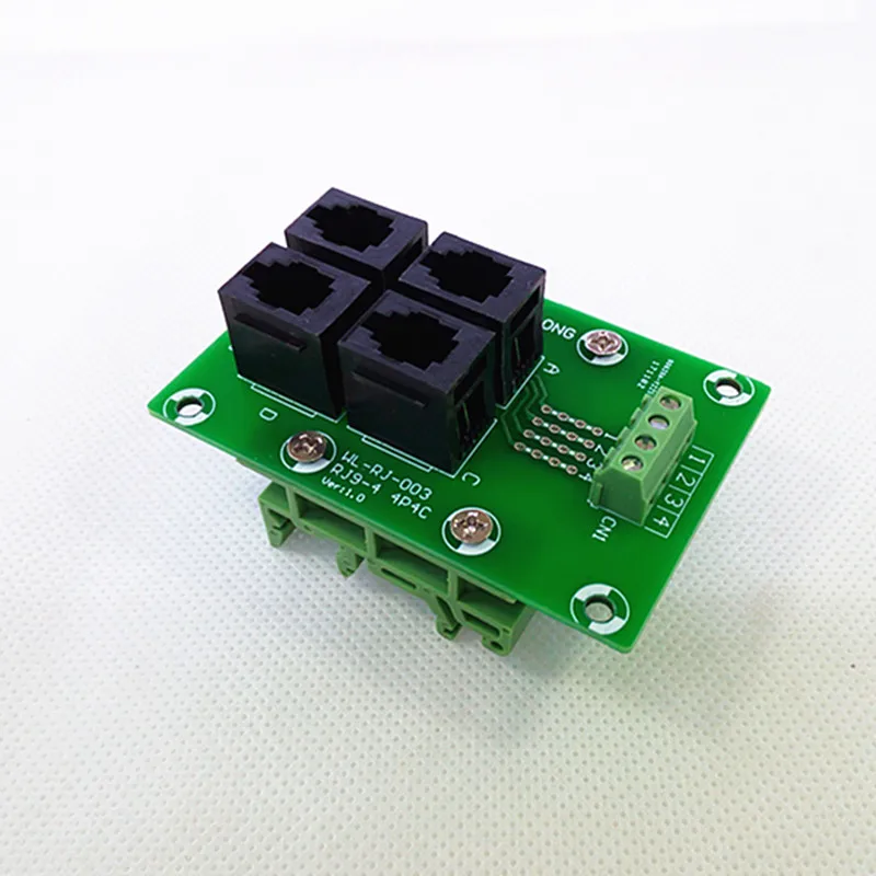 RJ9 4P4C Jack 4-Way Buss Breakout Board, клеммный блок, разъем