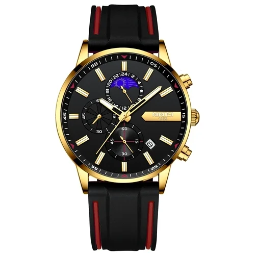 2021 New NIBOSI Brand Fashion Watch For Men Quartz Sports Stainless Steel Waterproof Chronograph Mens Watches Relogio Masculino L