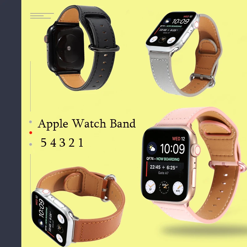 Ремешок для Apple Watch series 5/4/3/2/1 38 мм 42 44 40 кожаный сменный спортивный браслет