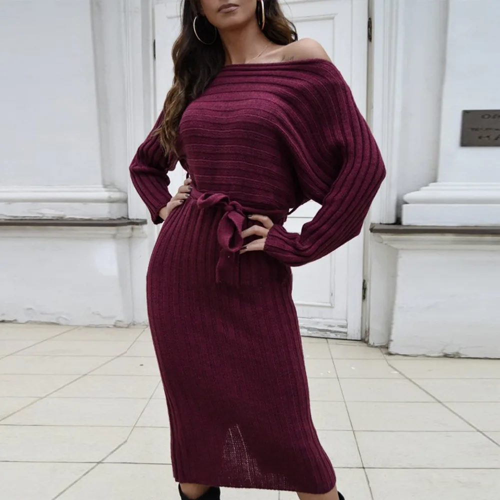

sweater long dress 2019 Christmas dresses new bodycon long sleeve black gray wine red pink sexy winter dress elegant