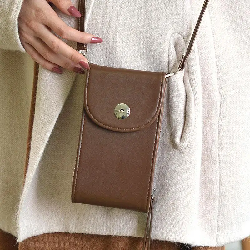 

2020 Korean version of the mini long mobile phone bag fashion student coin purse multi-function messenger with small bag