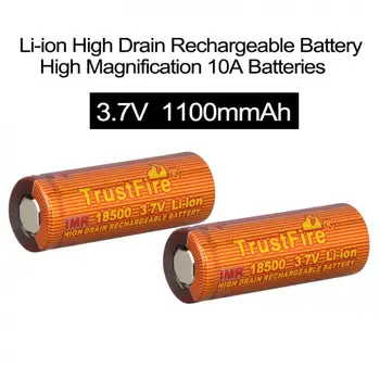 

TrustFire 2pcs 3.7V 1100mAh IMR 18500 High Magnification Li-ion Rechargeable Battery for LED Flashlights / Headlamps
