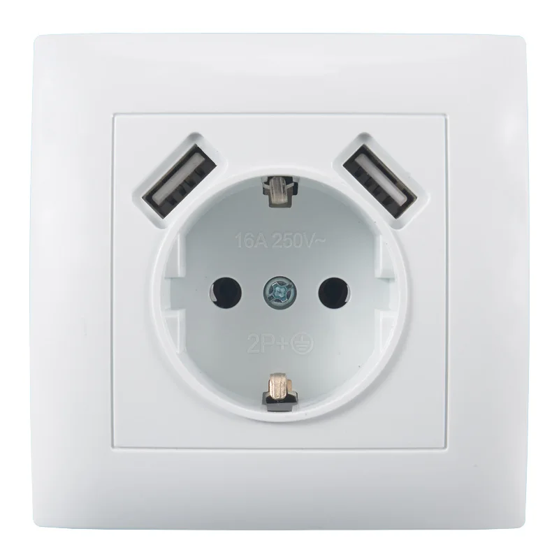 Wall Electronic Socket EU Standard Power Outlet with Dual Home USB Plug Charger Adapter | Электроника