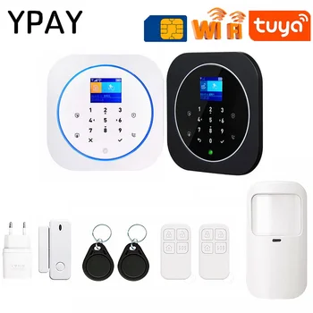 

LCD Touch Keyboard Tuya Wifi GSM Alarm System APP Remote Control RFID Card Arm Disarm 11 Languages RFID Burglar Security