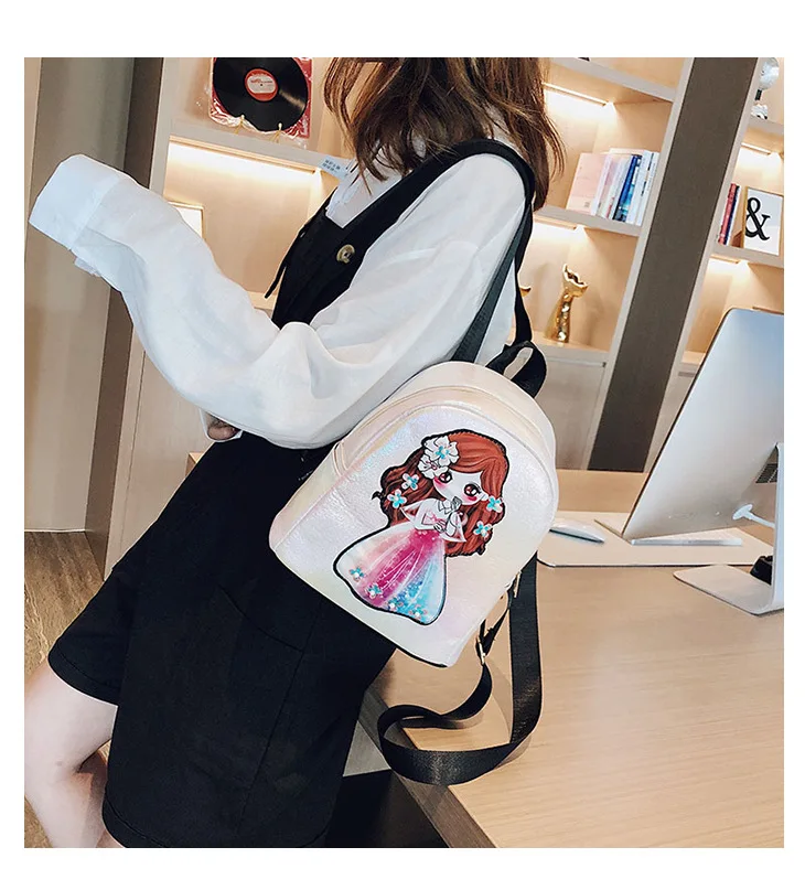 Cartoon Princess Backpack Casual Children GIRL'S School Bag Pearl Backpack Mini Japanese Korean Double Back