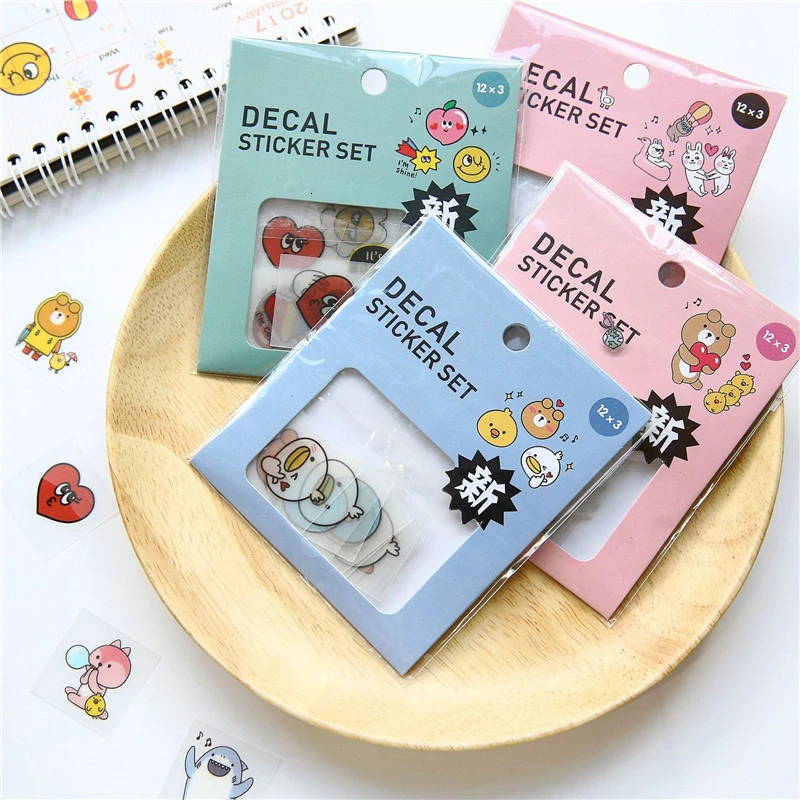 

Creative Cute Bear Stickers Bag Kawaii Cartoon Transparent Sticker DIY Decoration Hanbook Diary PVC PET Sticker Stationary 06578