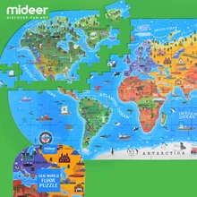 Mideer mapa do mundo quebra-cabeça crianças inteligência desenvolvimento brinquedo do bebê caixa de presente portátil 100 peças brinquedos educativos 2-6y