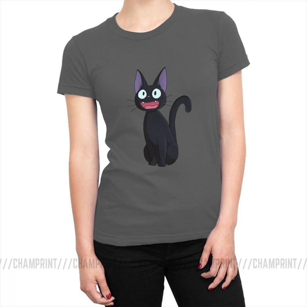 Женская Kiki служба доставки футболка Японская ведьма Jiji Cat футболки кавай эстетические хлопковые топы футболки Корейская женская одежда - Цвет: Темно-серый