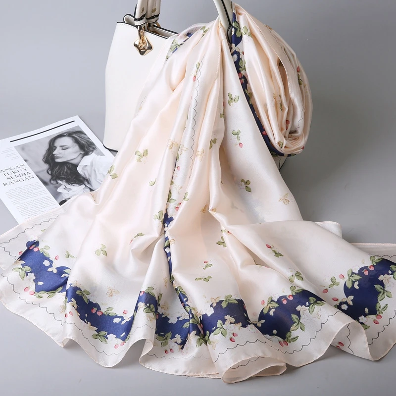 

Hijab scarf silk silky satin long 180 cm x 90 cm brand shawl wrap all match women scarves Gradient pashmina wholesale