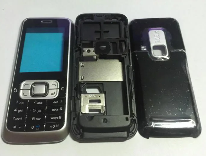 Полный корпус для Nokia 6120 6120C чехол-накладка+ средняя+ задняя крышка+ английская русская арабская клавиатура часть сотового телефона - Цвет: Черный