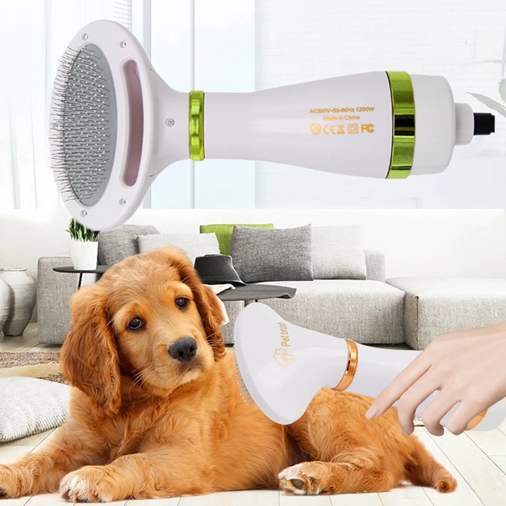 

New 2-In-1 Portable Pet Electric Hair Dryer Hair Removal Comb Brush Grooming Cat Dog Fur Blower Low Temperature & Noise