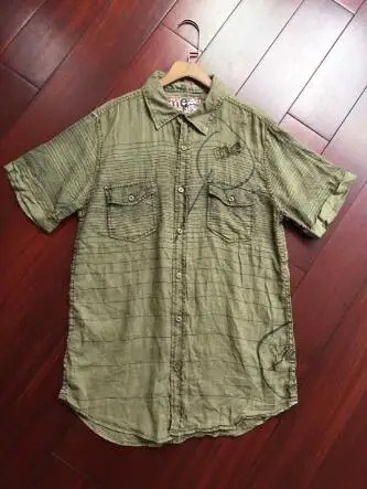 7 Deg espanhol Na Moda algodau-linho Curto-de mangas compridas Camisa dos homens - Цвет: 7
