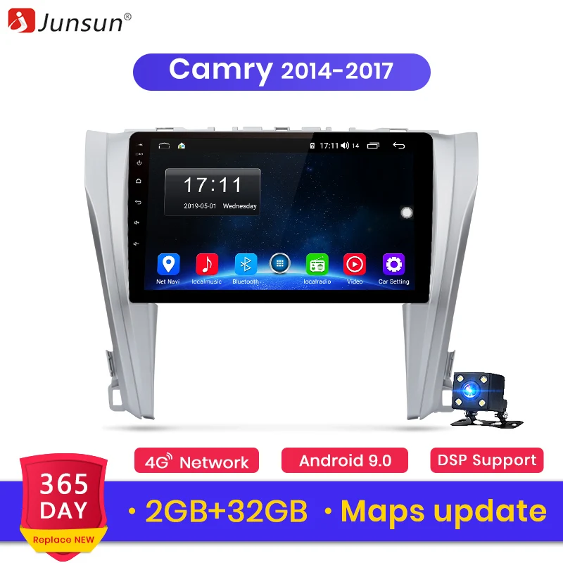 Junsun V1 2G+ 32G Android 9,0 DSP для Toyota Camry 8 50 55- автомобильный Радио мультимедийный видео плеер gps RDS 2 din dvd