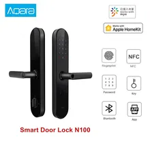 Aqara fechadura inteligente n100, trava de porta com senha bluetooth, nfc, desbloqueio funciona com mijia homekit, ligação inteligente, campainha