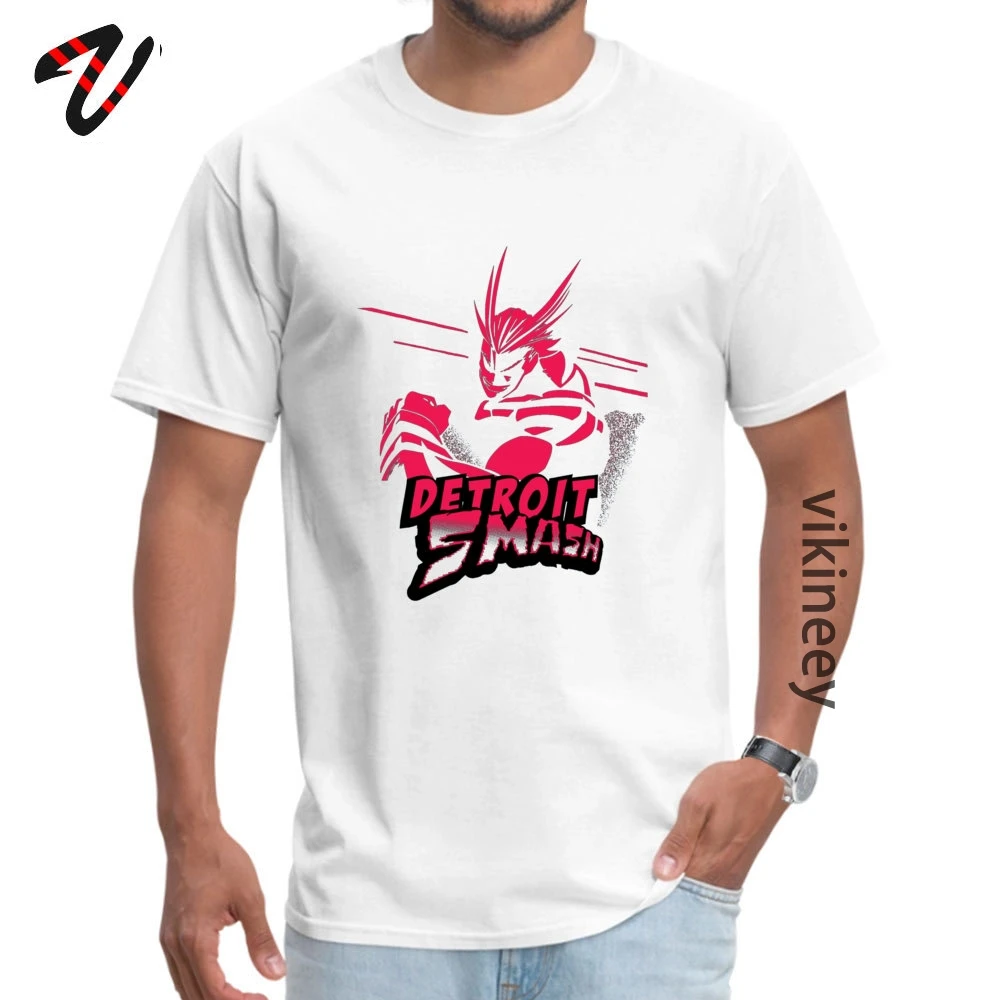 Normal Top T-shirts Classic Short Sleeve Geek 100% Cotton Round Neck Men Tees Casual Clothing Shirt Summer/Fall All Might Detroit Smash Red 11728 white