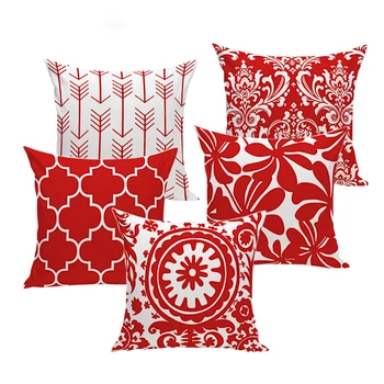 

Nordic Cushion Red White Decorative Velvet Geometric Cushions Covers Home Decor Throw Pillow Case Pillowcase for Sofa 45x45cm