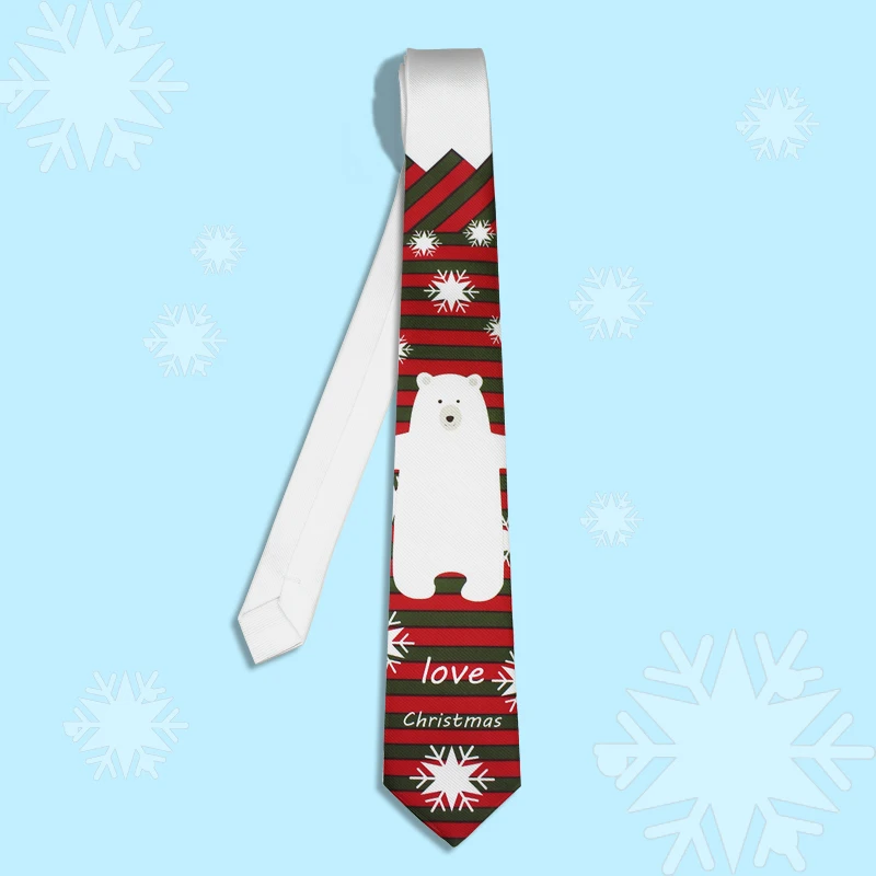 

Snow Bear Printed Neck Tie With Gift Box Packing High Quality Branded Slim Casual Tie For Party For Boys Girls Christmas Gifts
