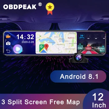 

OBDPEAK D80 Smart Android Car Rearview Mirror Auto Recorder 4G WiFi GPS Navigation Rear View Mirror Car Dvr Dash Cam Mirror Dvr
