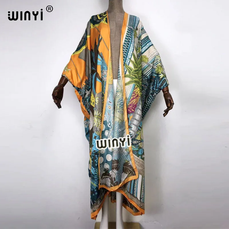 

2021 Bikini Cover-ups Beach wear Wonmen kimono cardigan Middle East America Africa bohemia Printed Swim Suit CoverUpTraf Robe