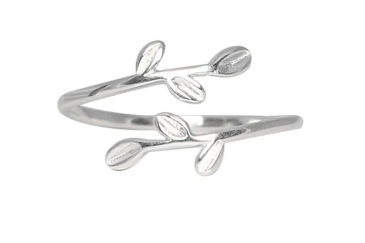 Bijoux, простой стиль, 925 пробы, серебряный лист, кольца для женщин, подарки, большие Регулируемые кольца на палец
