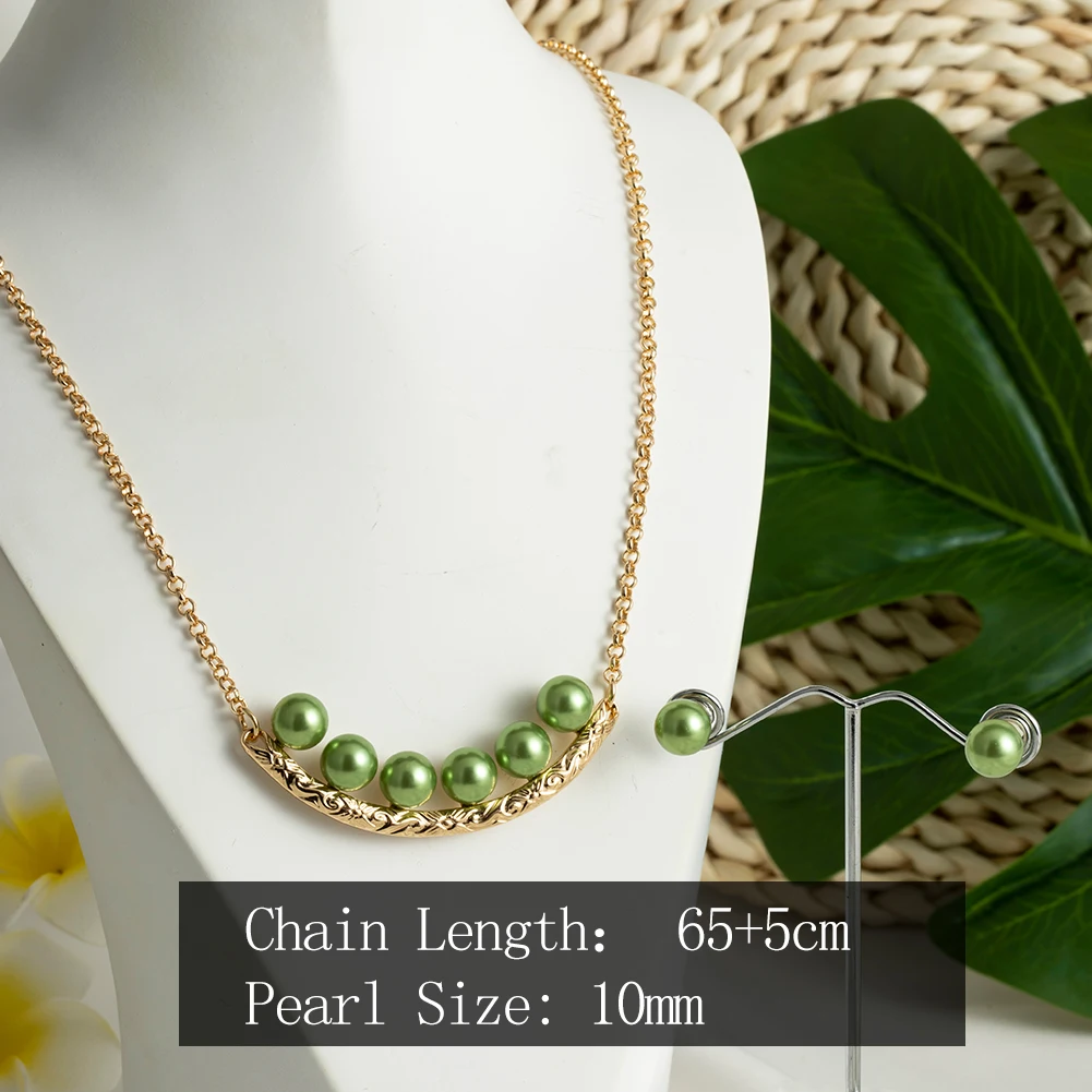 Cring Coco Hawaiian Pearl Smile Jewelry Sets Gold Filled Polynesian Pacific Colorful Pearls Stud Earrings Necklaces for Women