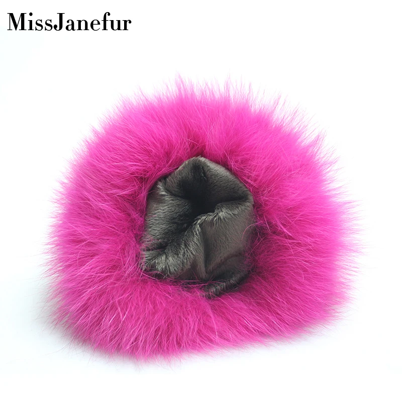 Women Finger Gloves  Raccoon Fur Cuff Sheep Leather Gloves Thicken Winter Keep Warm Female Fur Elegant Gloves Hand Gloves