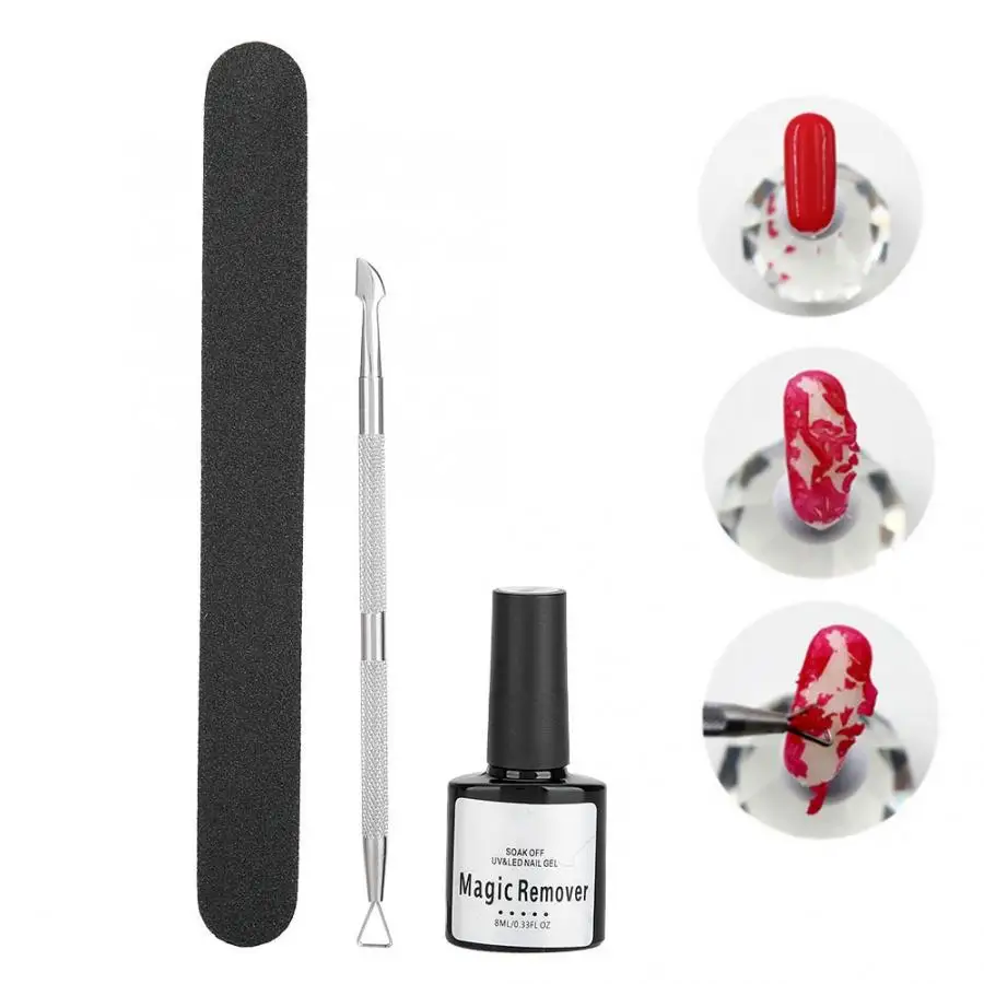 3 шт. жидкость для снятия лака гель из нержавеющей стали Кнопка пилка маникюрная