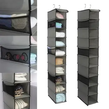 

Hanging 10-layer storage bag Side pocket Household Essentials Hanging Shoe clothes sock Storage Organizer for Closets With hook