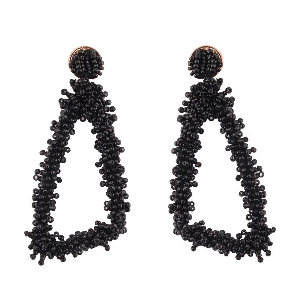 Коллекция черного цвета Boho Этническая кисточка с бахромой серьги ручной работы большие бисерные Эффектные серьги праздничные висячие серьги - Окраска металла: 3
