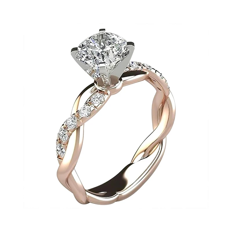 pink DAODAO My Ring, кольца на палец для женщин, свадебные, двухцветные, твист, бриллиант, помолвка, циркон, украшение, петля, сплав, ювелирное ремесло - Цвет: pink