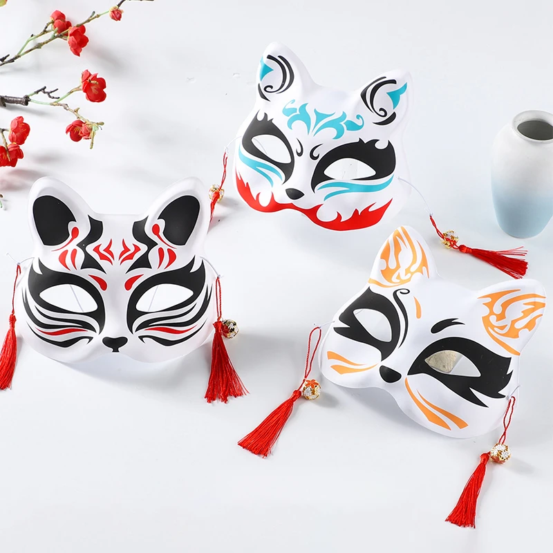 Half Face Japanese Fox Mask Kitsune Cosplay Masquerade Painted Fox Masks  PVC Cartoon Funny Festival Kabuki Masks Cosplay Costume|Mặt Nạ Dự Tiệc| -  AliExpress