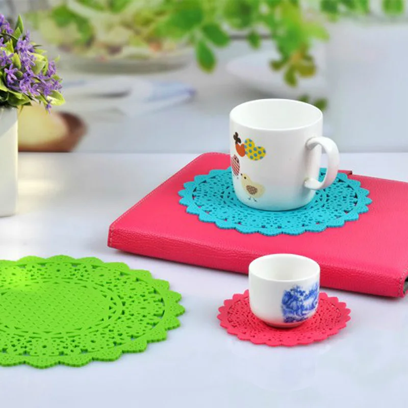 2 шт./лот силиконовые коврики для чашек в стиле ретро кружевной коврик чаши и