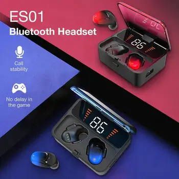

ES01 tws wireless Bluetooth headset gradient ribbon digital display touch control can be used as power supply pk i200.i100. I80.