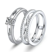 Xiaojing 925 srebro niestandardowe Birthstone grawerowane nazwa pierścienie unikalna konstrukcja Ring Finger dla kobiet spersonalizowana biżuteria 2019