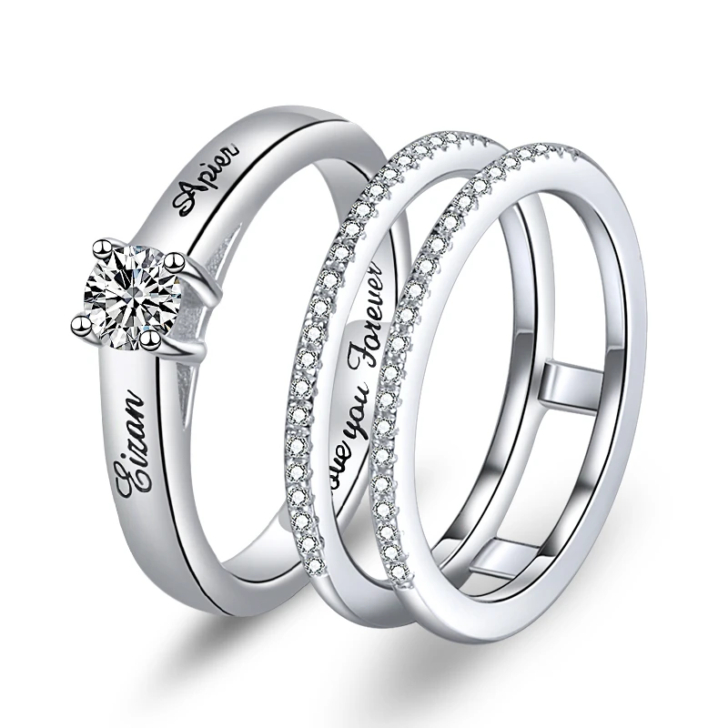 Xiaojing 925 Sterling Silver Custom Birthstone Engraved Name Rings Unique Design Finger Ring for Women Personalized Jewelry 2019|Customized Rings| - AliExpress