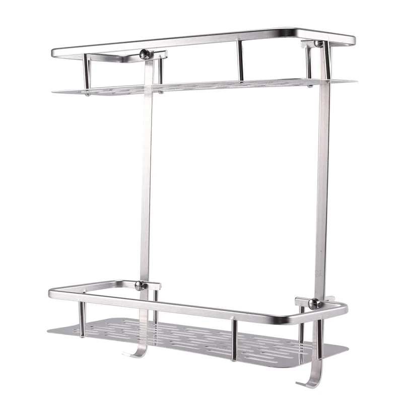 

Aluminum Wall Mounted Dual 2 Tier Bathroom Shower Bath Shelf Rack Holder Caddy