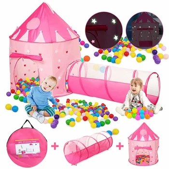

2 IN1 Princess Castle Play Tent Baby Toy Ball Pool for Children Kid Ocean Ball Pool Foldable Play Tent Playpen Tunnel Play House