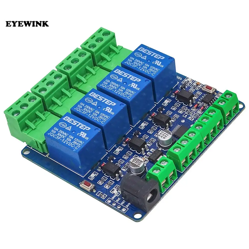 Modulo Relè 4 Canali Con Isolamento Ottico - 5V 12V 24V Selezionabile - Trigger Basso/Alto - Per Arduino E Automazione