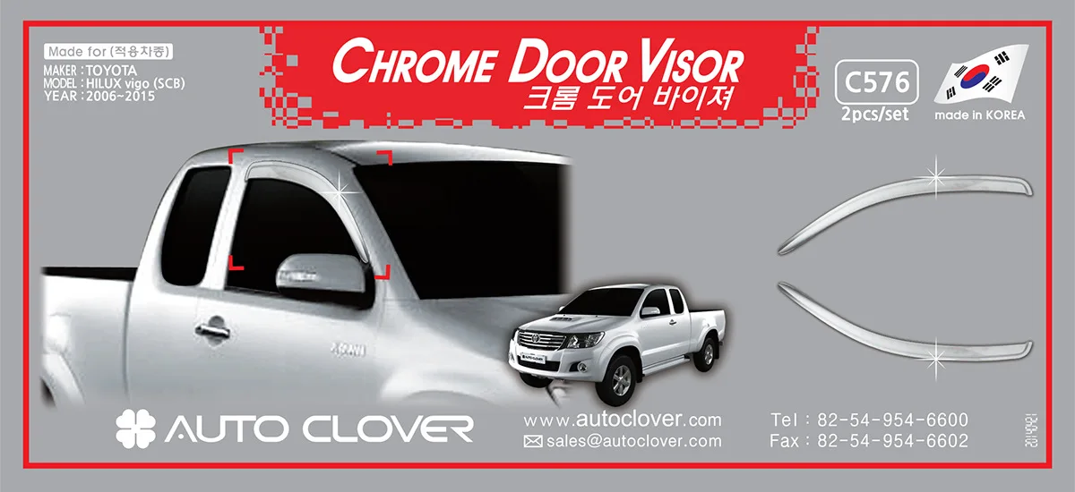 

Chrome door visor side window deflector shade sun rain shield silver trips eaves for Toyota Hilux vigo