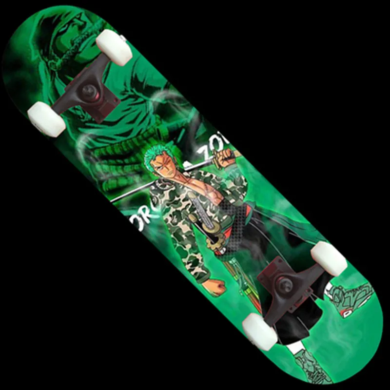 Cartoon ONE PIECE The Boy Skateboard Monkey D Luffy Zoro Become Warped Plate Action Figure Collect Model Toy M2440 - Цвет: Зеленый