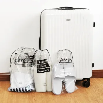 

Storage Bag Waterproof Travel Transparent Bundle Pocket Straighten Shoe Bags with Drawstring Washing Underwear Closet Organizer