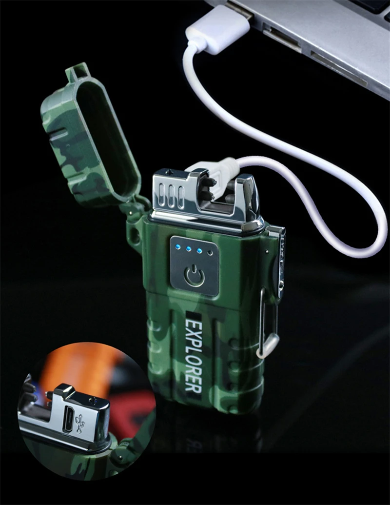 Новая электронная USB Зажигалка с сенсорным зажиганием и отпечатком пальцев, портативная Водонепроницаемая Зажигалка для сигарет, походов
