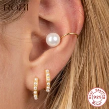 ROXI 925 пробы серебряные свадебные жемчужные серьги ювелирные изделия однорядные серьги-гвоздики из пресноводного жемчуга для женщин Brincos подарки на Рождество