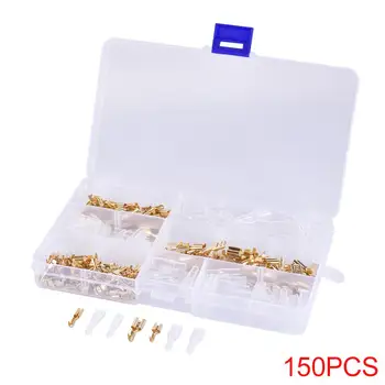 

150 Sets 6.3MM/4.8MM/2.8MM Motorcycle Brass Bullet Connector Male and Female Terminal Kits Sheath Cold Press Terminal