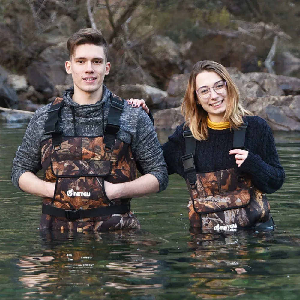 5MM waterproof neoprene insulated thermal fishing chest wader with rubber boots