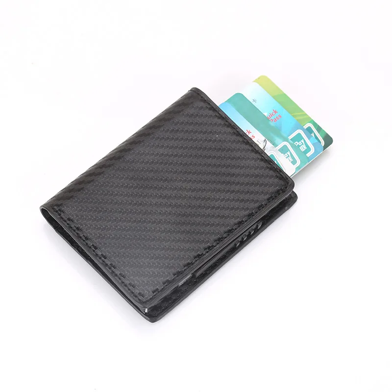 

Rfid Men Card Pop up Wallets Leather Metal Slim Thin Wallet Money Purse Male Short Clutch Magic Smart Wallet Small Walet Black