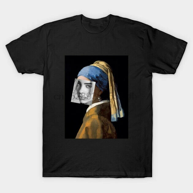 Billie Eilish девушка с жемчужной серьгой пародия черная футболка Johannes Vermeer |