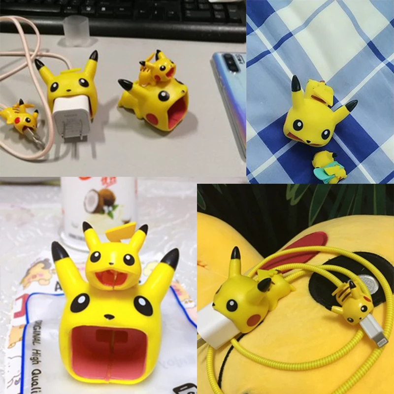Аниме Покемон Пикачу Косплей кабель протектор Eevee Прекрасный usb кабель для зарядки Bite Take A Bite кабель Pikachu Chompers Prop подарок