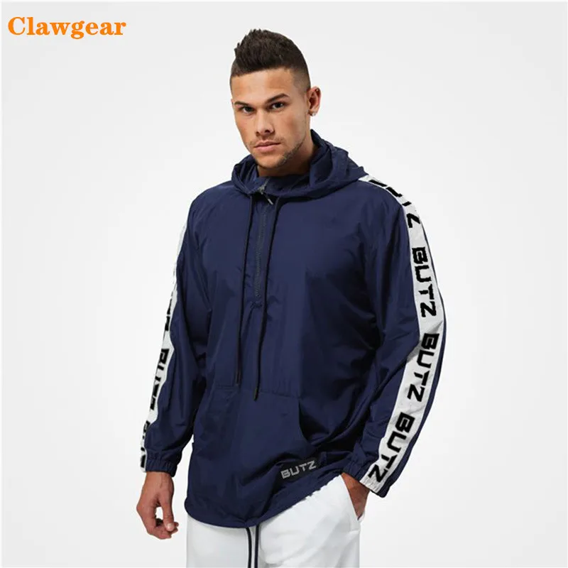 

2019 Clawgear New Fitness Running Jacket Men Hoodede Coat Male Gym Clothing Long Sleeve Spring Autumn Sport Coats