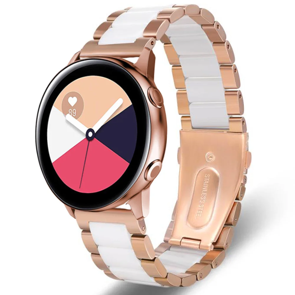 Ceramic strap Compatible with Samsung Galaxy Watch 3 46mm/Huawei watch GT2/Amazfit GTR 47mm metal Bracelet strap for 22mm band